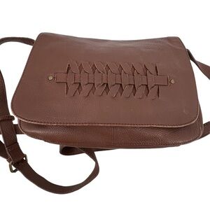 Lucky Brand Brown Leather Kingston Flap Crossbody Bag Purse Women's